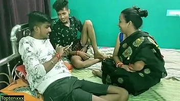 Play Indian hot wife shared with friend! real hindi sex